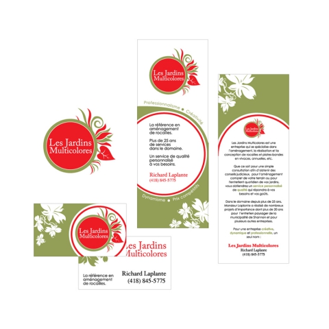 Design of a logo, a pamphlet and a business card for a landscaping company