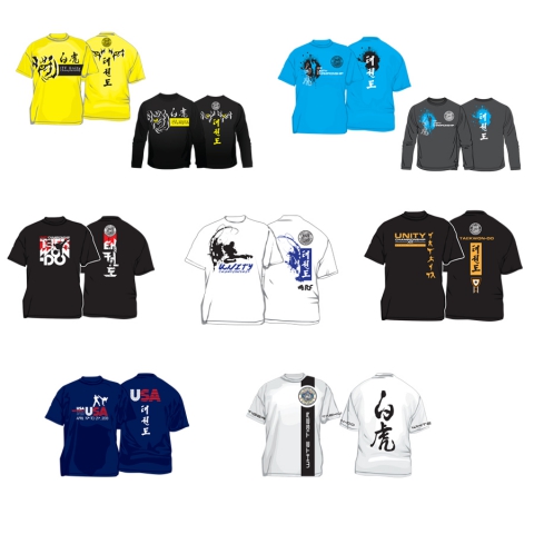 various t-shirts design for taekwon-do event